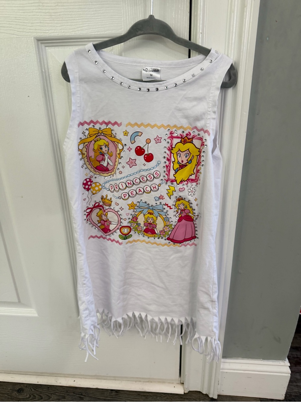 White Princess Peach Graphic dress for girls